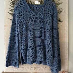 Roxy Blue Crochet Knit Sweater